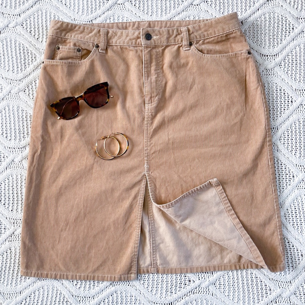 Old Navy Camel Tan Corduroy Skirt Size 14